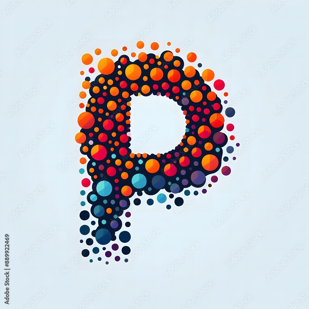 Fototapete AI Generate of Logo Letter P created using random color dots