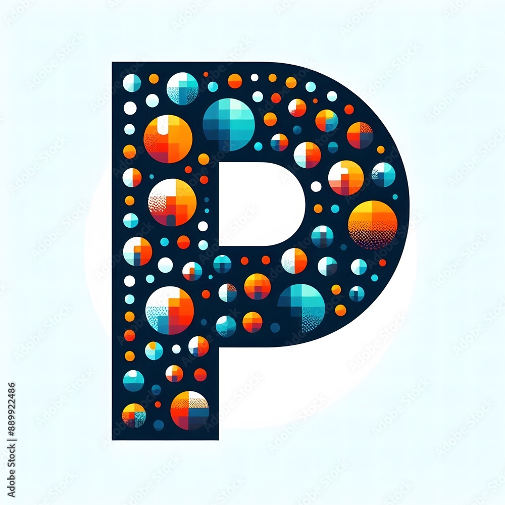 Fototapete ai generate of logo letter p created using random color dots