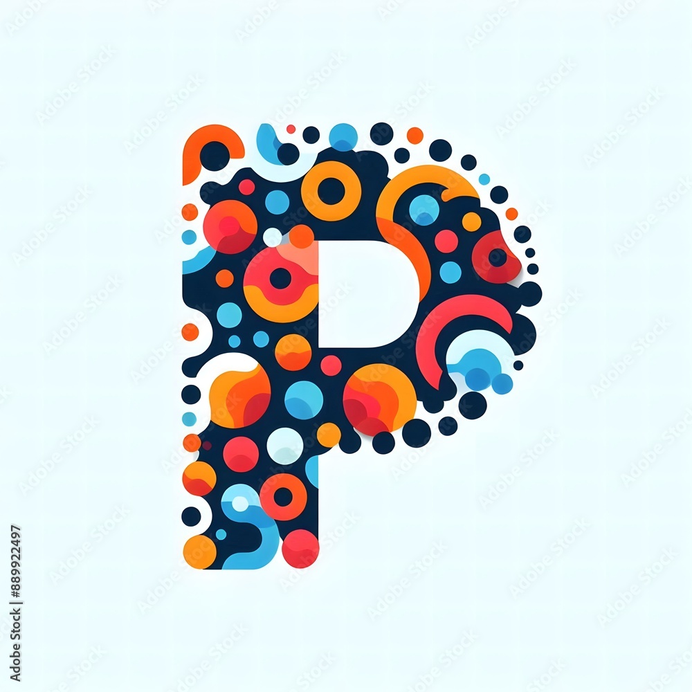 Fototapete AI Generate of Logo Letter P created using random color dots