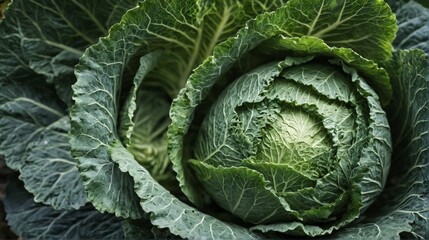 Fototapeta premium close-up head cabbage cabbage green has large oval-shaped