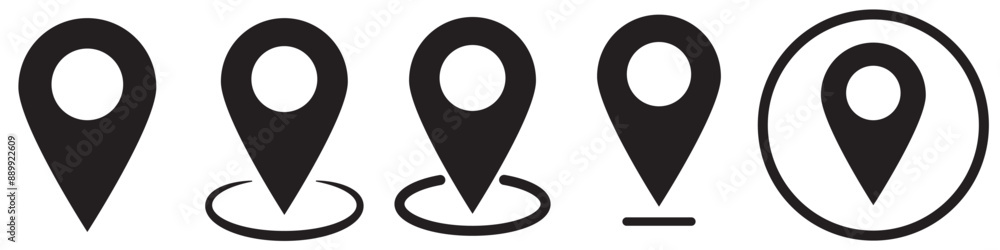 Poster set of map pin icons. modern map markers. location pin sign. vector icon isolated on white backgroun