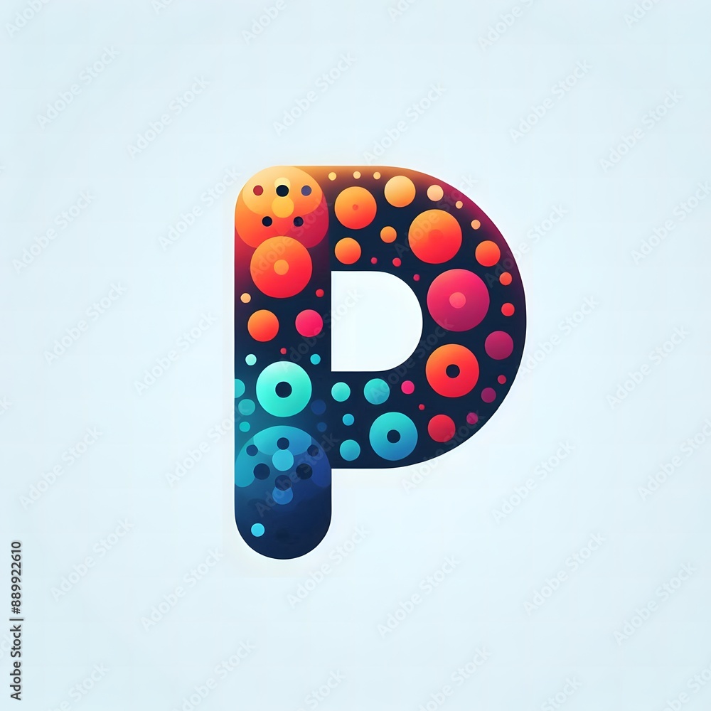 Fototapete AI Generate of Logo Letter P created using random color dots