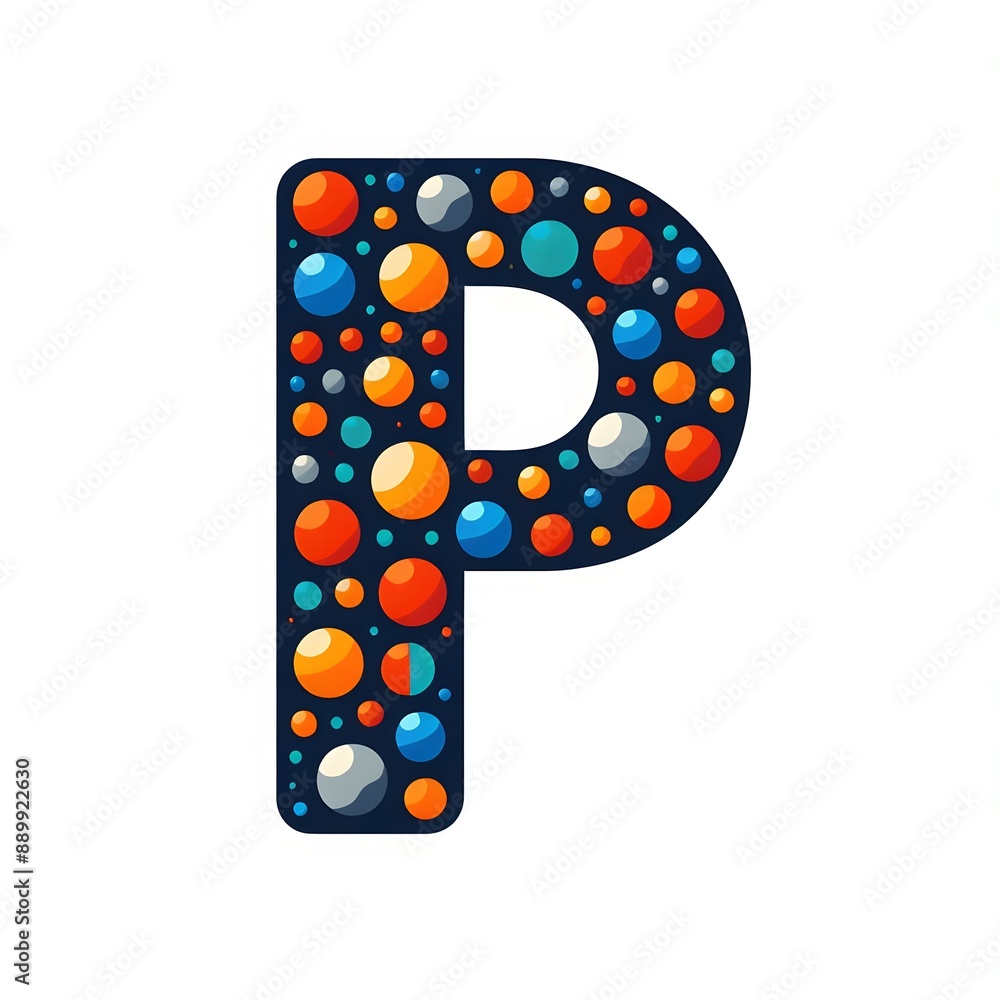 Fototapete ai generate of logo letter p created using random color dots