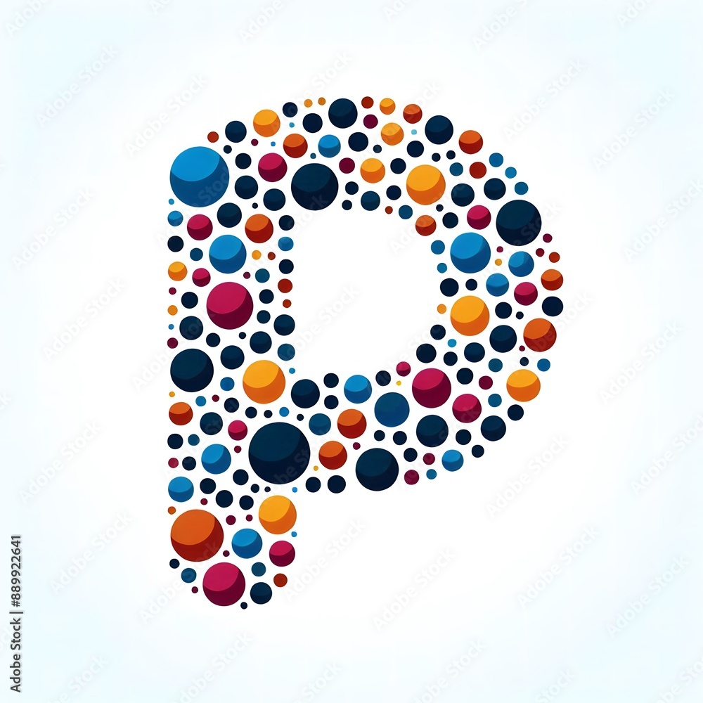 Fototapete ai generate of logo letter p created using random color dots