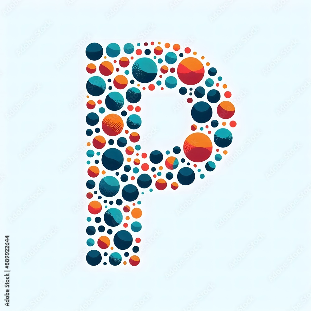Fototapete AI Generate of Logo Letter P created using random color dots