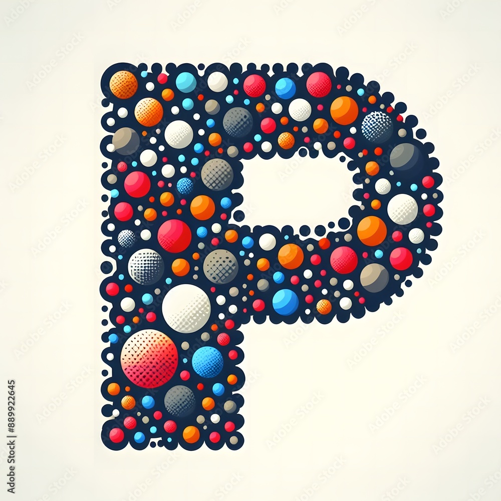 Fototapete AI Generate of Logo Letter P created using random color dots