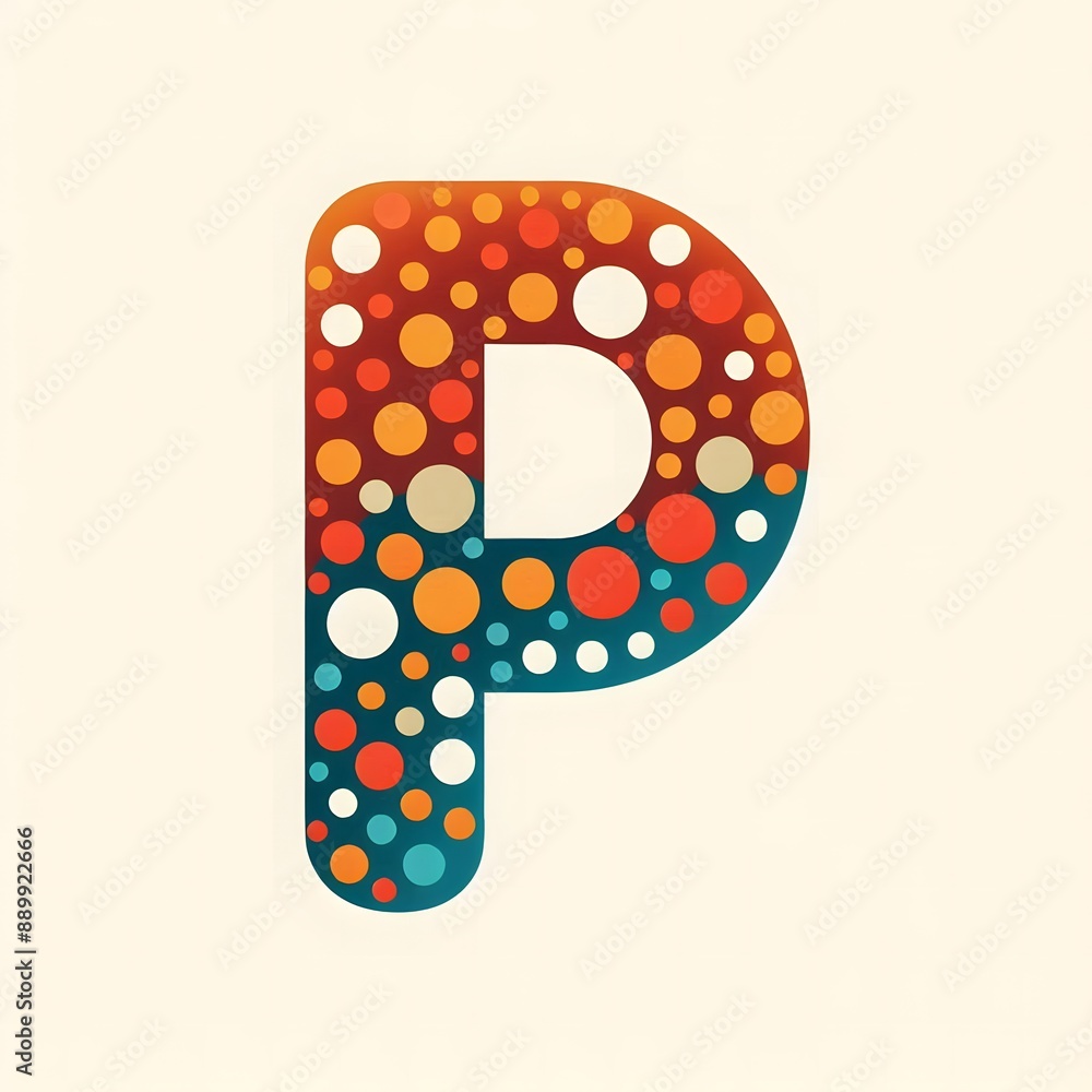Fototapete AI Generate of Logo Letter P created using random color dots