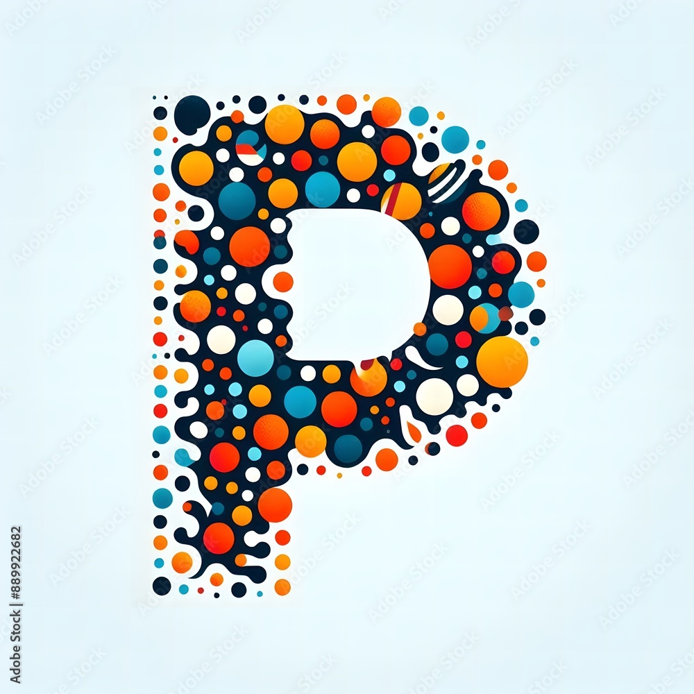 Fototapete AI Generate of Logo Letter P created using random color dots