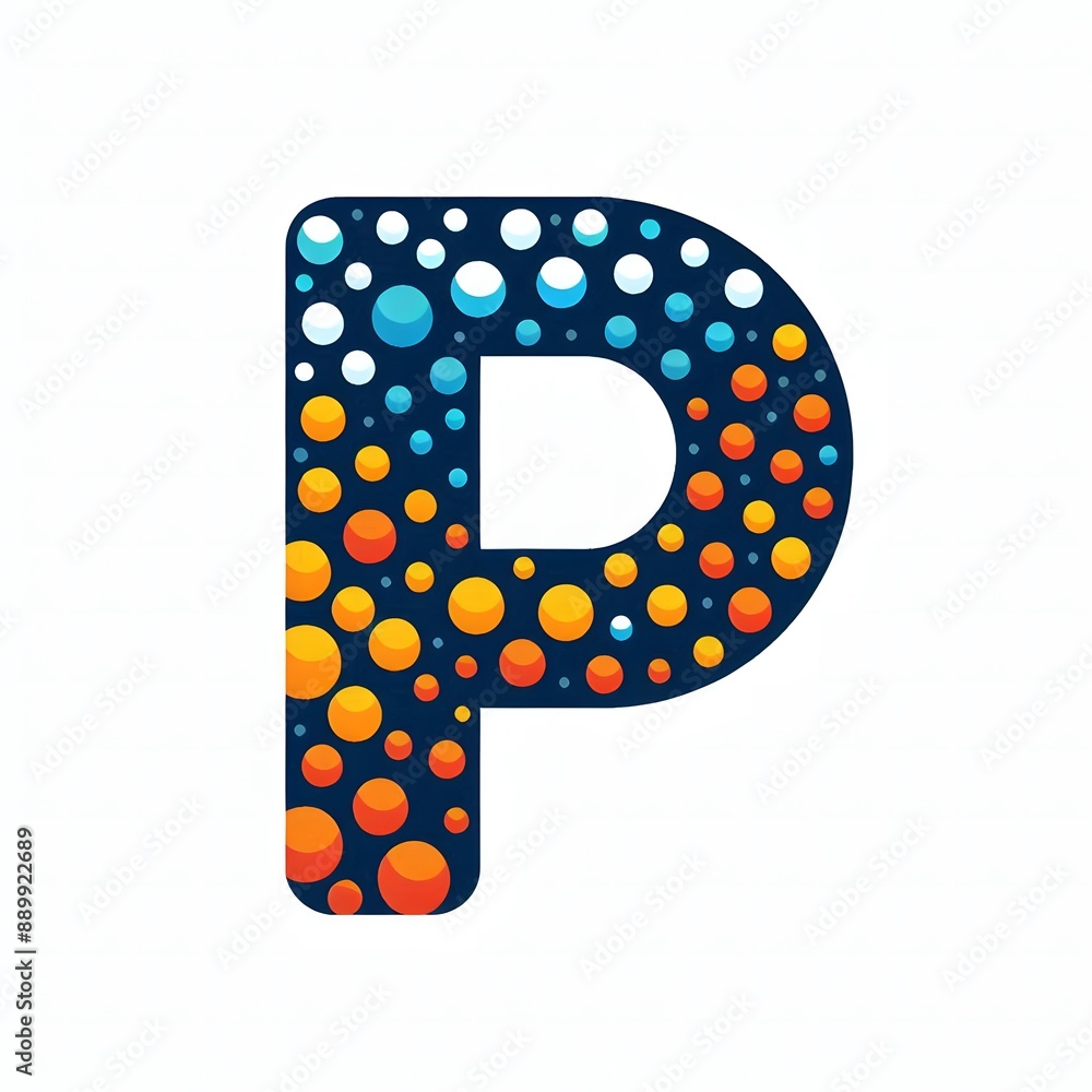 Fototapete AI Generate of Logo Letter P created using random color dots