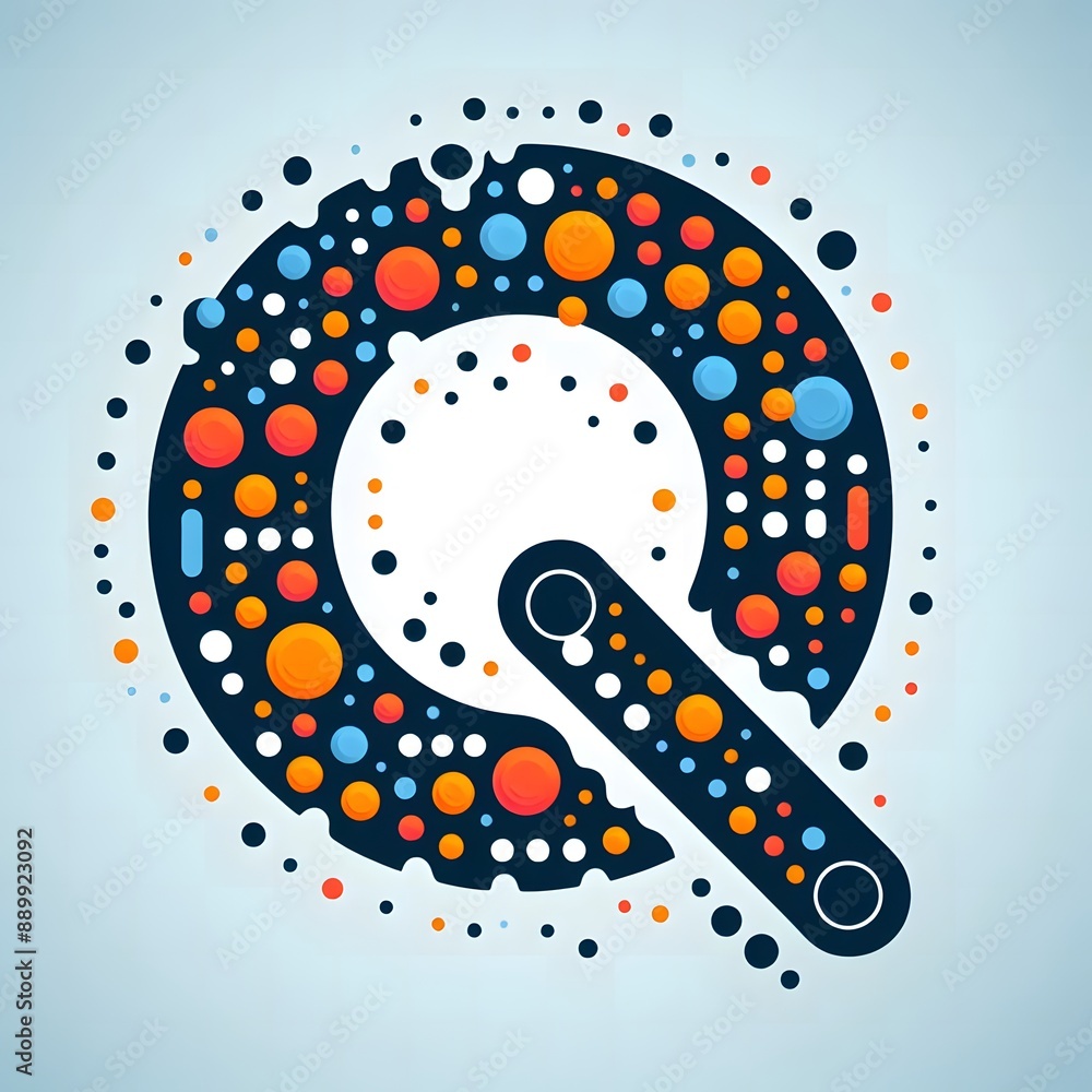 Fototapete AI Generate of Logo Letter Q created using random color dots