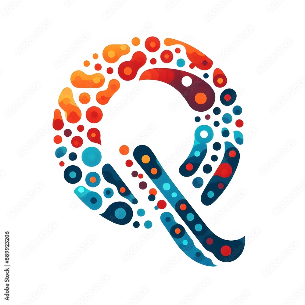 Fototapete AI Generate of Logo Letter Q created using random color dots