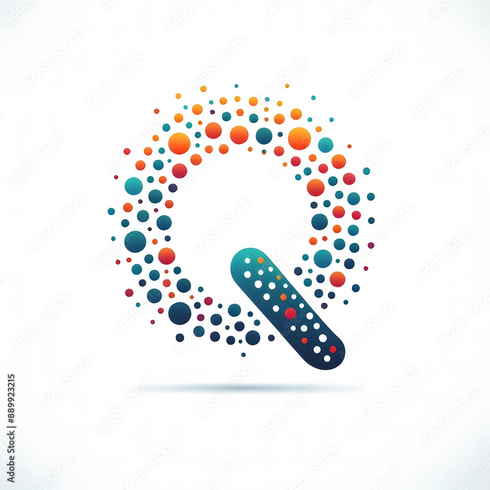 Fototapete AI Generate of Logo Letter Q created using random color dots