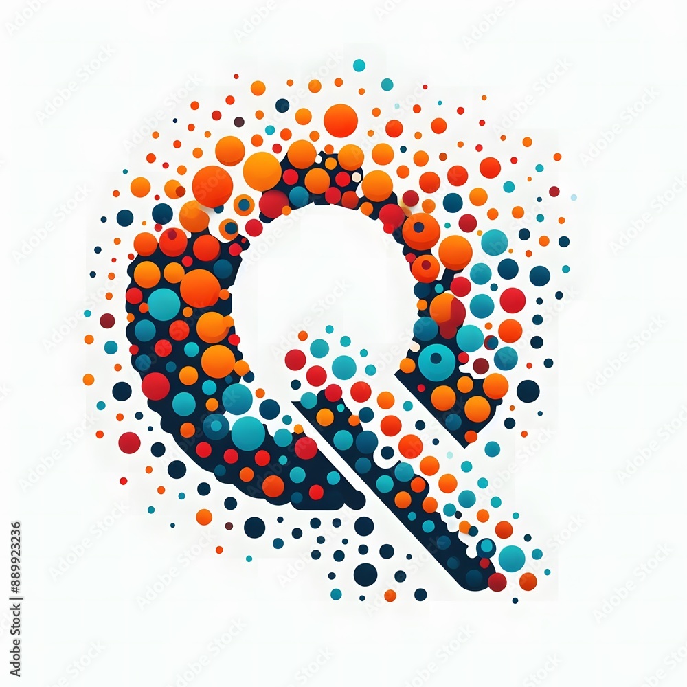 Fototapete ai generate of logo letter q created using random color dots