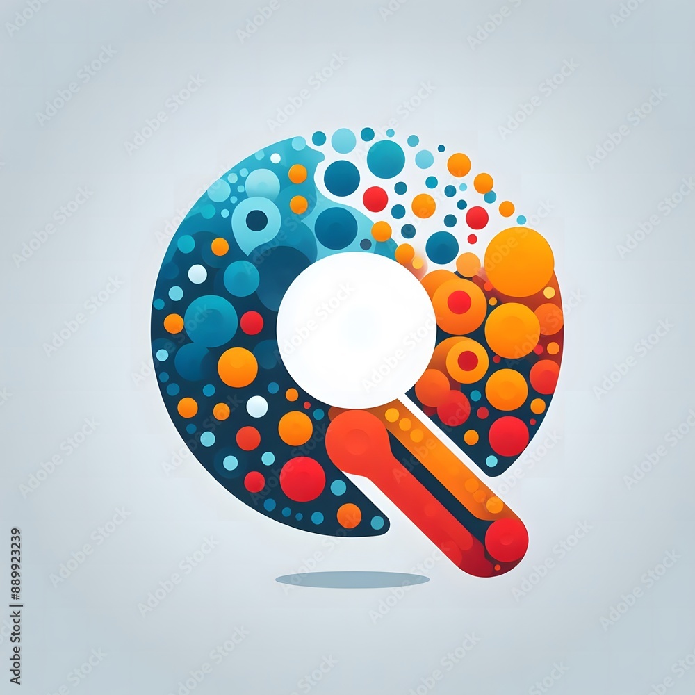 Fototapete AI Generate of Logo Letter Q created using random color dots