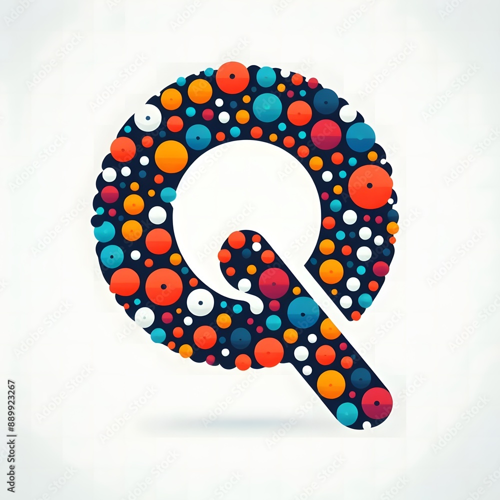 Fototapete AI Generate of Logo Letter Q created using random color dots