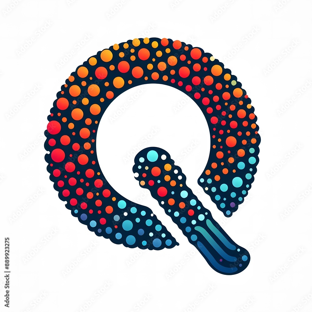Fototapete AI Generate of Logo Letter Q created using random color dots