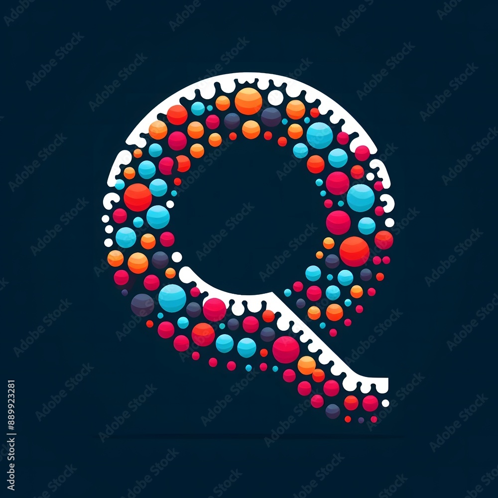 Fototapete AI Generate of Logo Letter Q created using random color dots