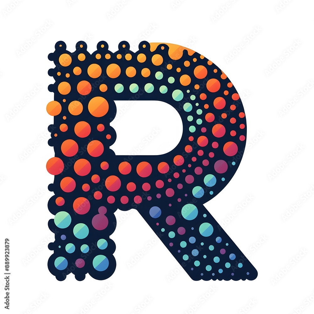 Fototapete ai generate of logo letter r created using random color dots