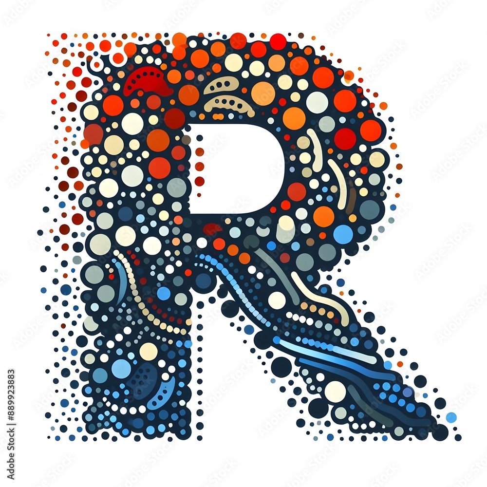 Fototapete AI Generate of Logo Letter R created using random color dots