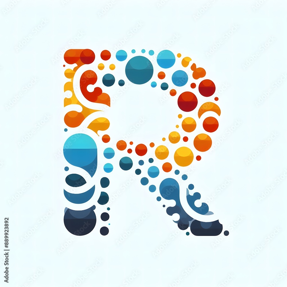 Fototapete AI Generate of Logo Letter R created using random color dots
