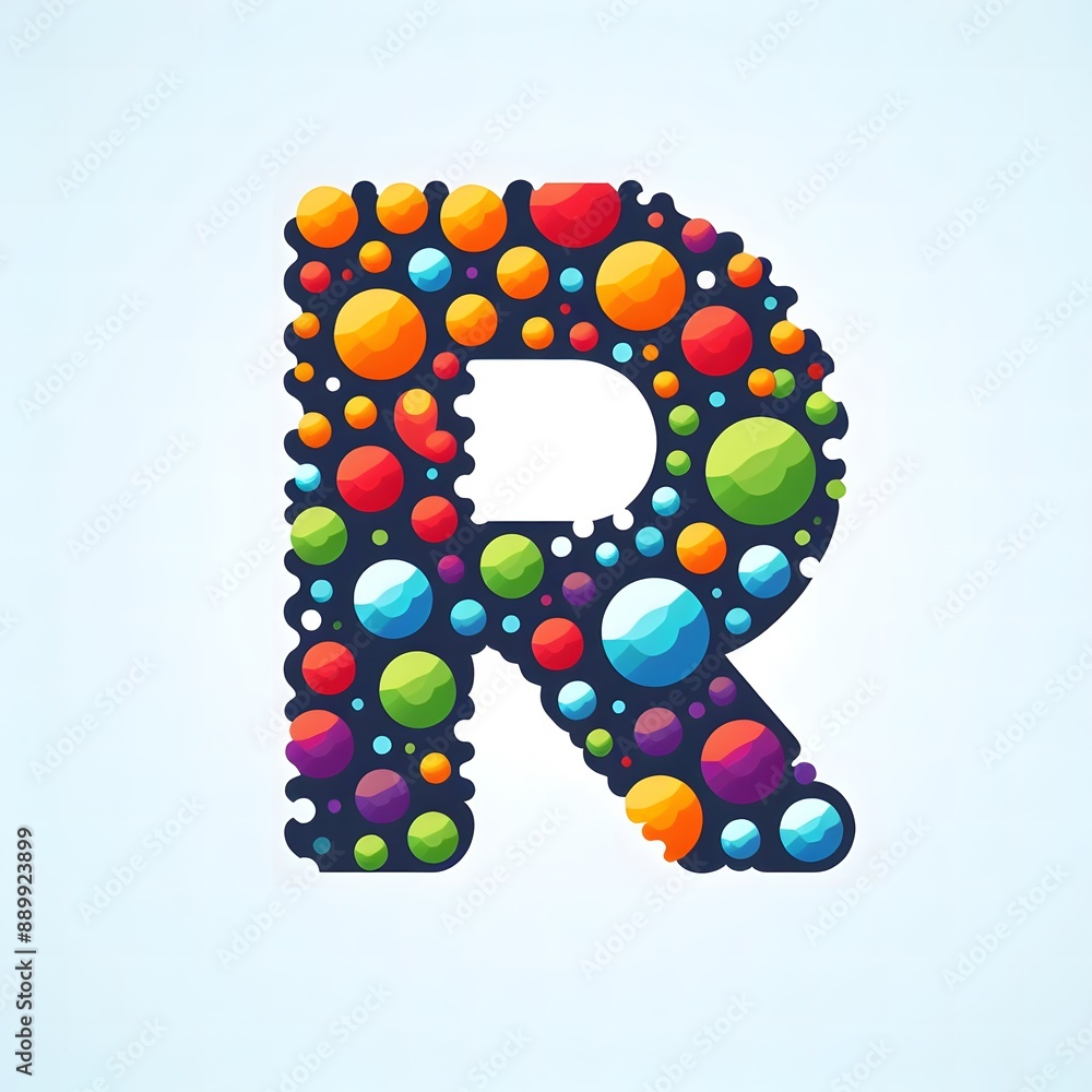 Fototapete AI Generate of Logo Letter R created using random color dots
