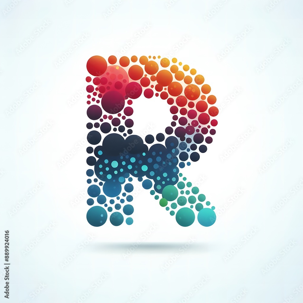 Fototapete AI Generate of Logo Letter R created using random color dots