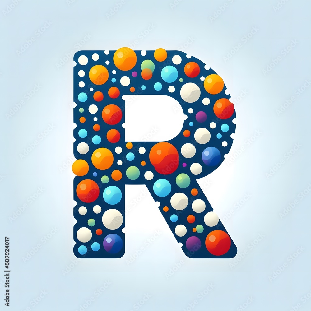 Fototapete AI Generate of Logo Letter R created using random color dots
