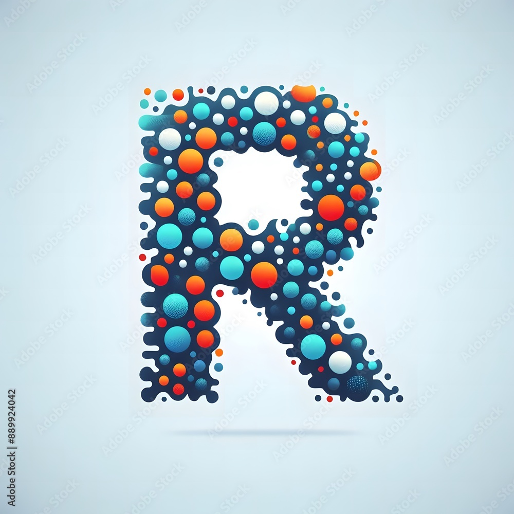 Fototapete AI Generate of Logo Letter R created using random color dots