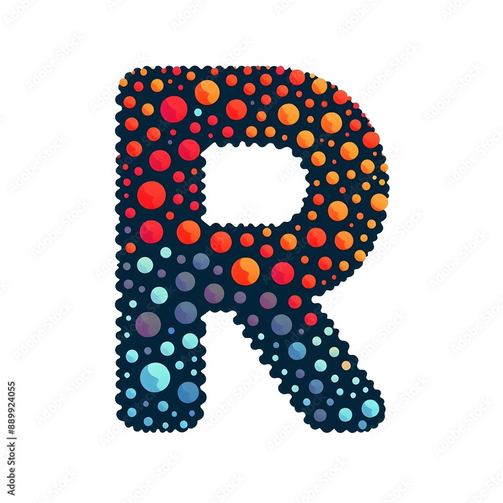 Fototapete AI Generate of Logo Letter R created using random color dots