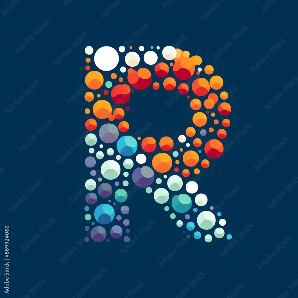 Fototapete AI Generate of Logo Letter R created using random color dots