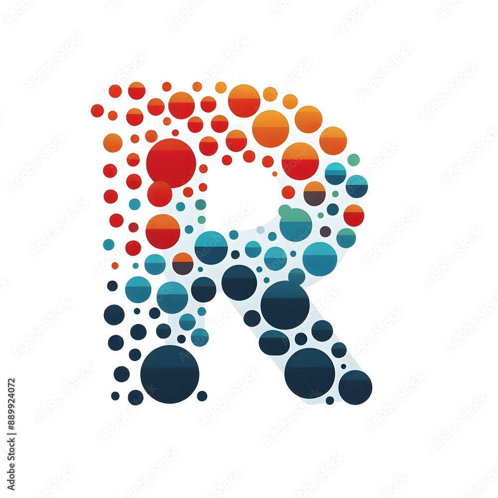 Fototapete AI Generate of Logo Letter R created using random color dots