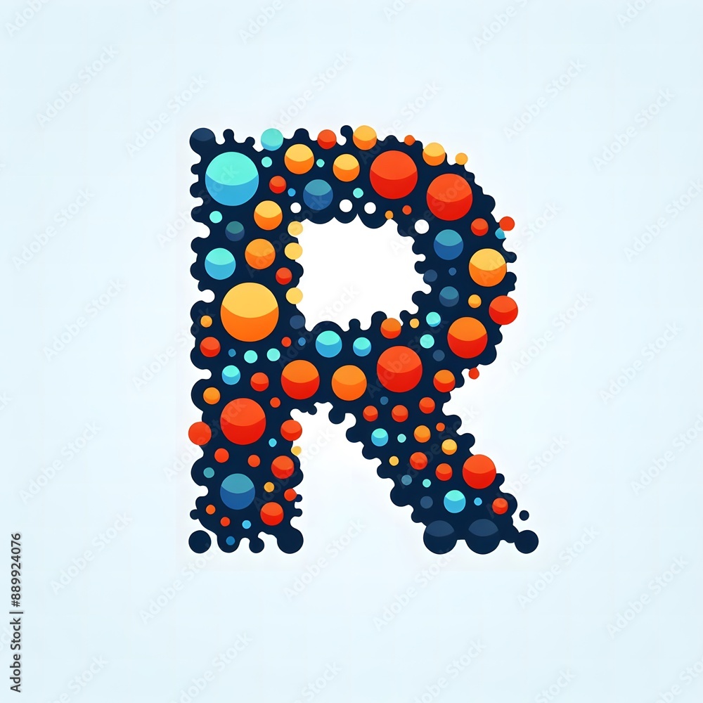 Fototapete AI Generate of Logo Letter R created using random color dots