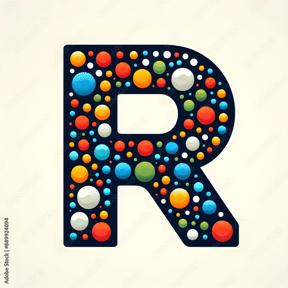 Fototapete AI Generate of Logo Letter R created using random color dots