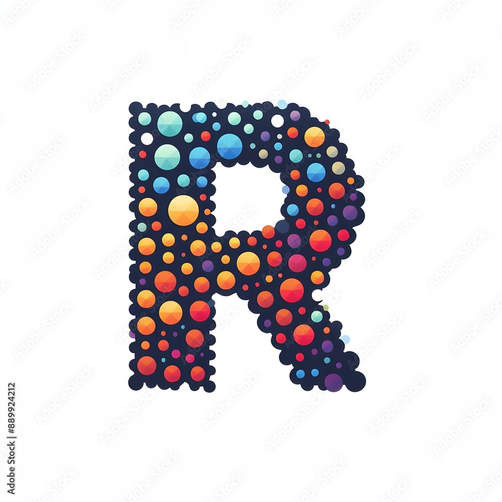 Fototapete AI Generate of Logo Letter R created using random color dots