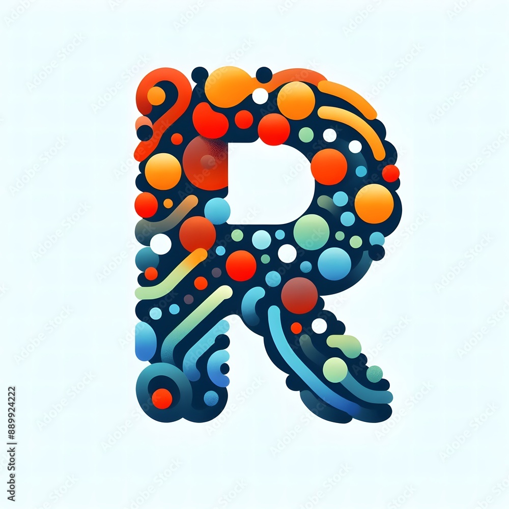 Fototapete AI Generate of Logo Letter R created using random color dots