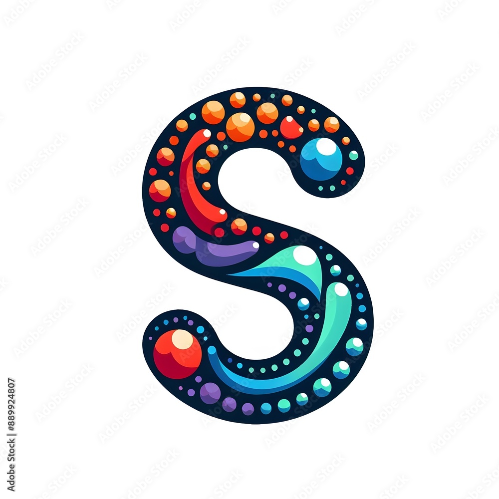 Fototapete AI Generate of Logo Letter S created using random color dots