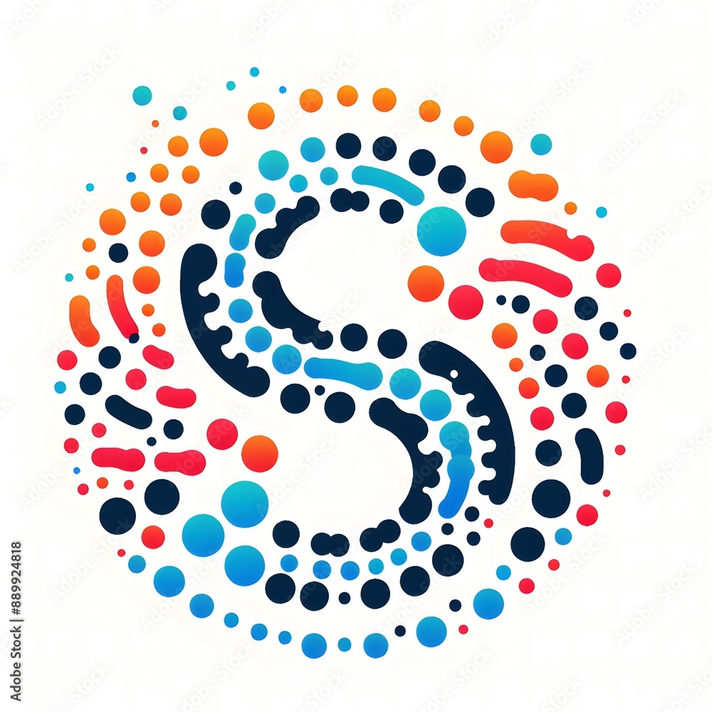 Fototapete AI Generate of Logo Letter S created using random color dots
