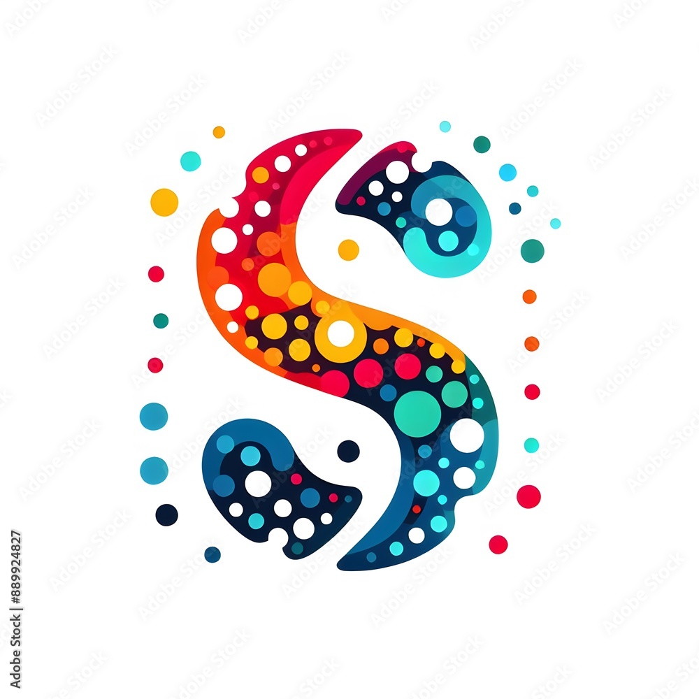 Fototapete AI Generate of Logo Letter S created using random color dots