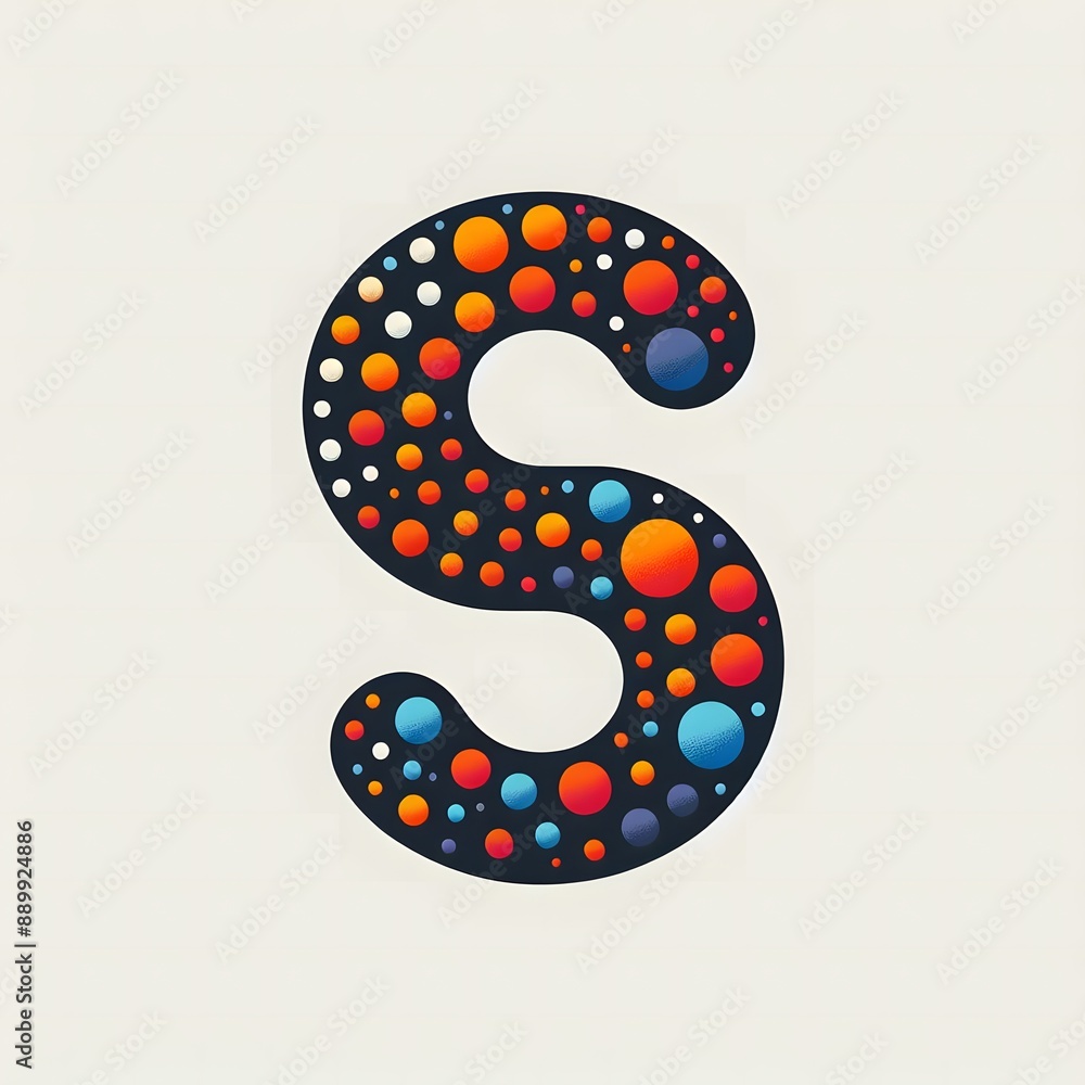 Fototapete AI Generate of Logo Letter S created using random color dots