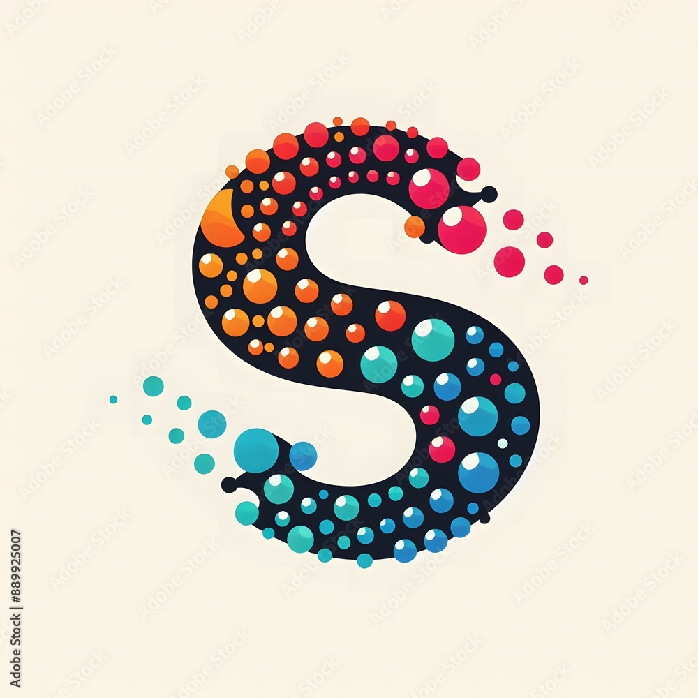 Fototapete AI Generate of Logo Letter S created using random color dots