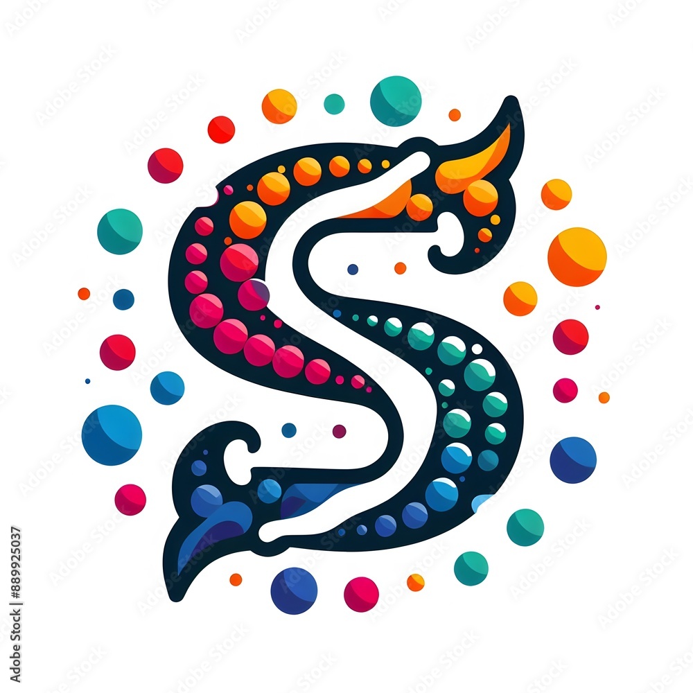 Fototapete AI Generate of Logo Letter S created using random color dots