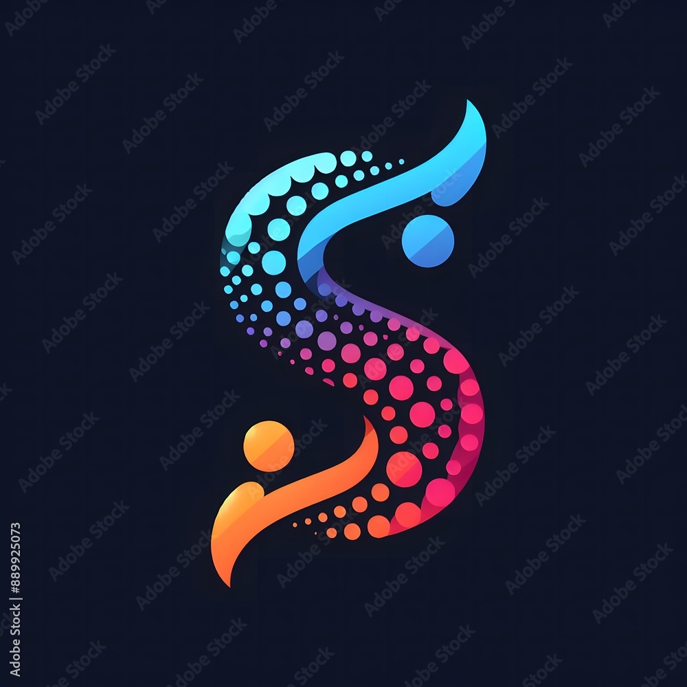 Fototapete AI Generate of Logo Letter S created using random color dots