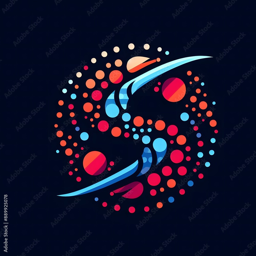 Fototapete AI Generate of Logo Letter S created using random color dots