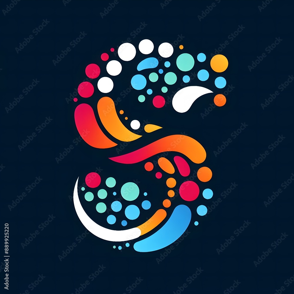 Fototapete AI Generate of Logo Letter S created using random color dots