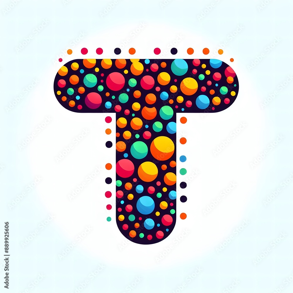 Fototapete AI Generate of Logo Letter T created using random color dots