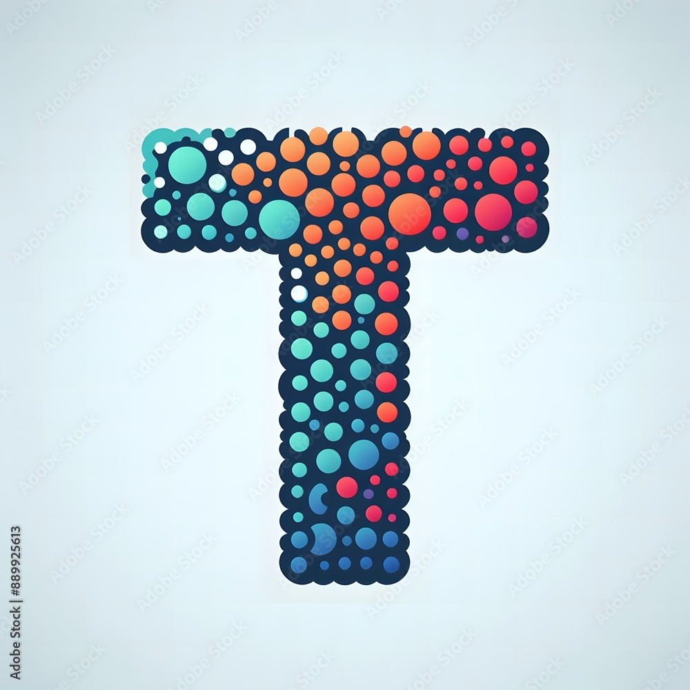 Fototapete AI Generate of Logo Letter T created using random color dots