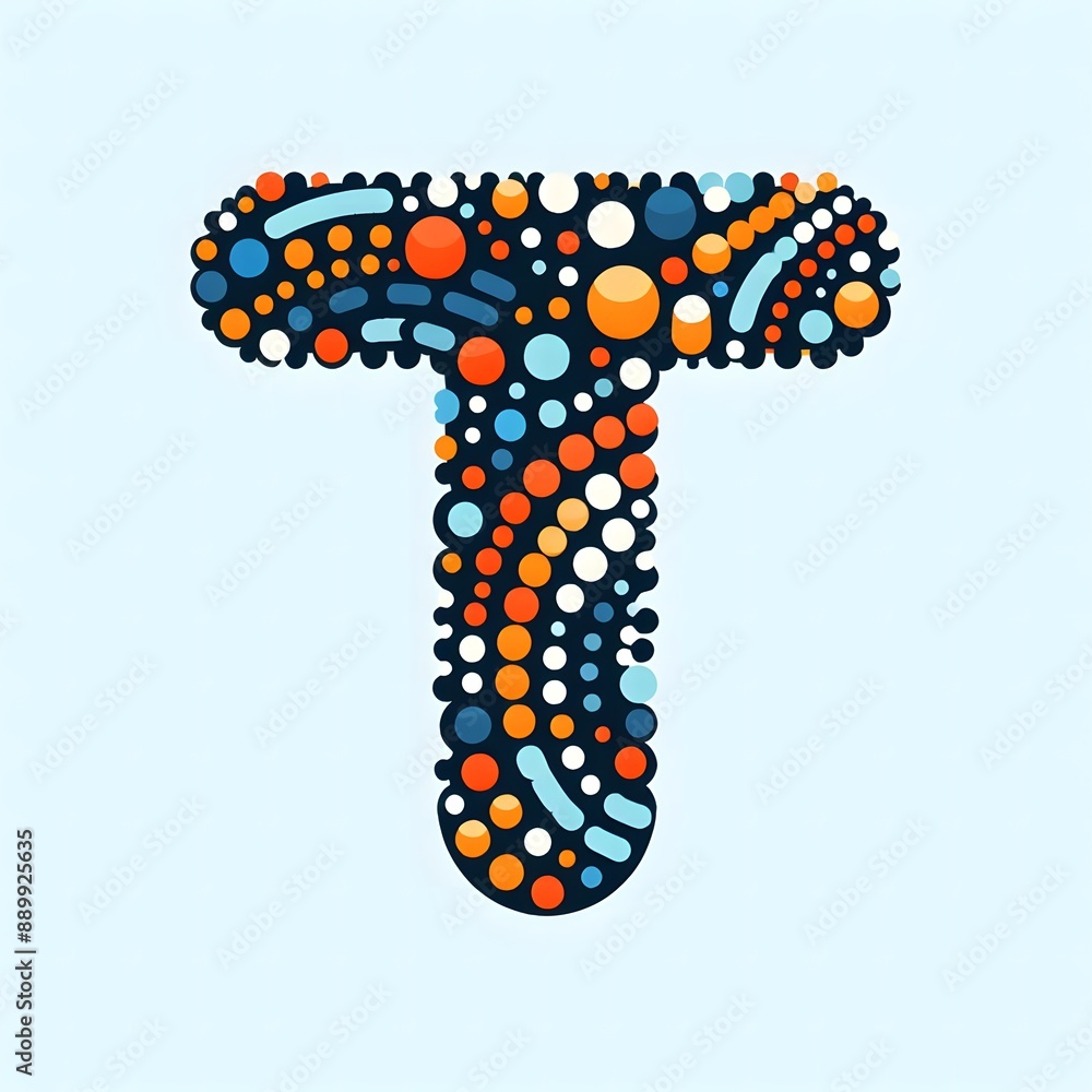 Fototapete AI Generate of Logo Letter T created using random color dots