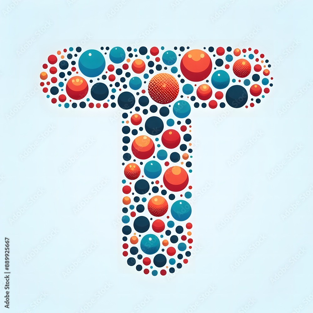 Fototapete AI Generate of Logo Letter T created using random color dots