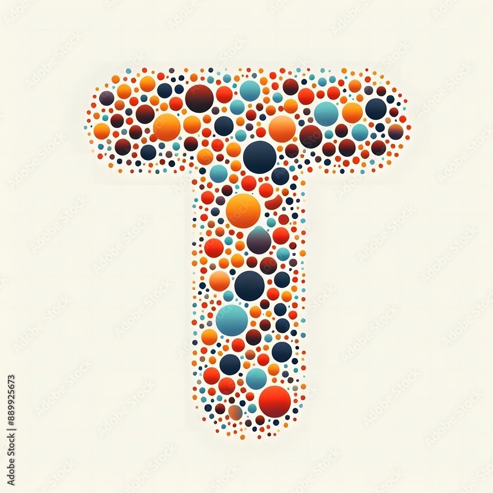 Fototapete AI Generate of Logo Letter T created using random color dots