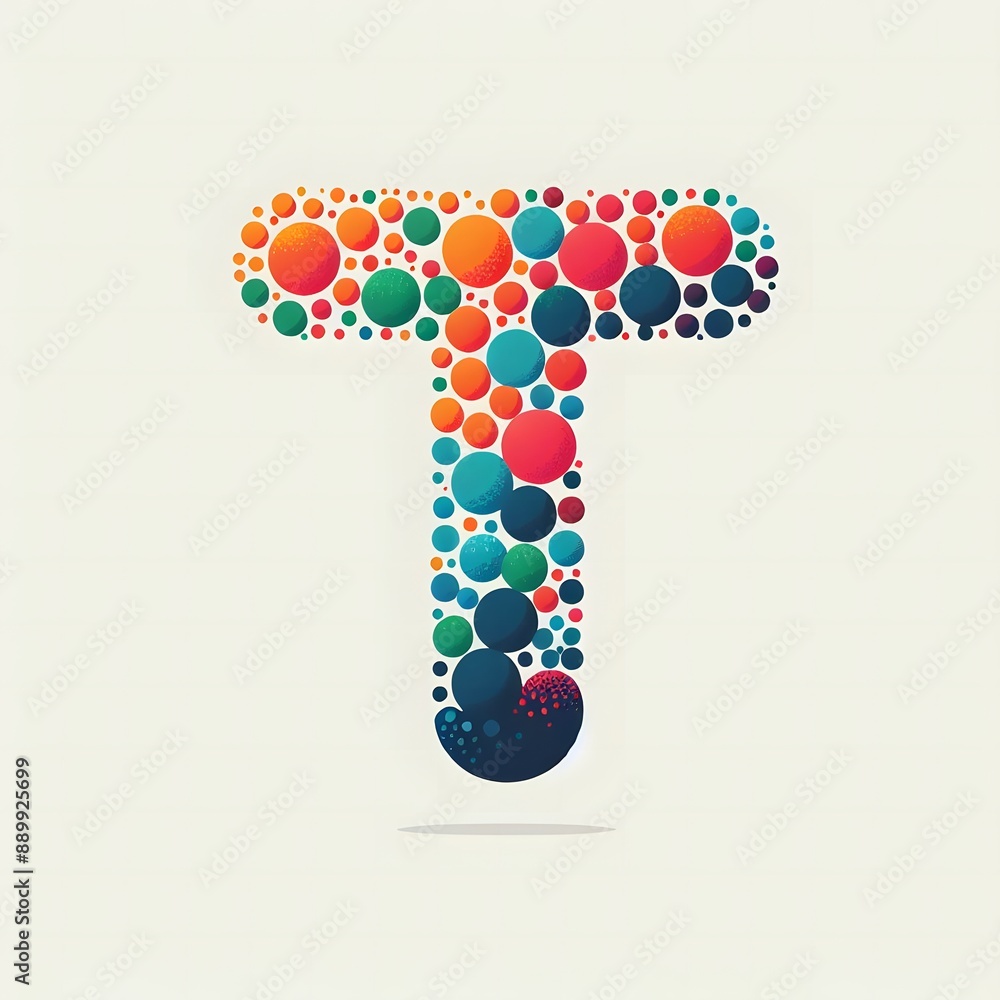 Fototapete AI Generate of Logo Letter T created using random color dots
